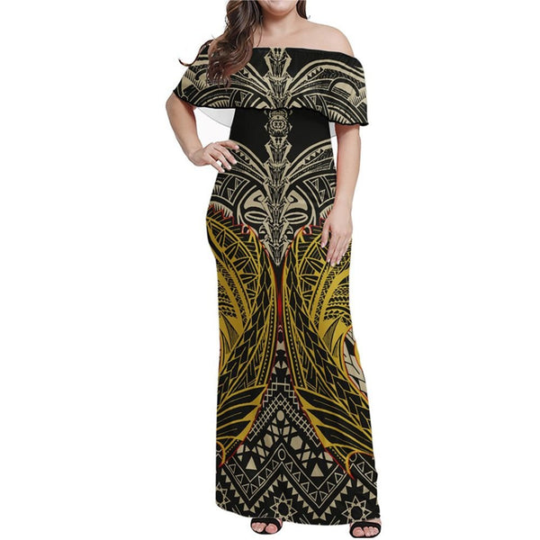 Polynesian Pride Dress - Polynesian Tribal Special Tattoo Off Shoulder Long Dress