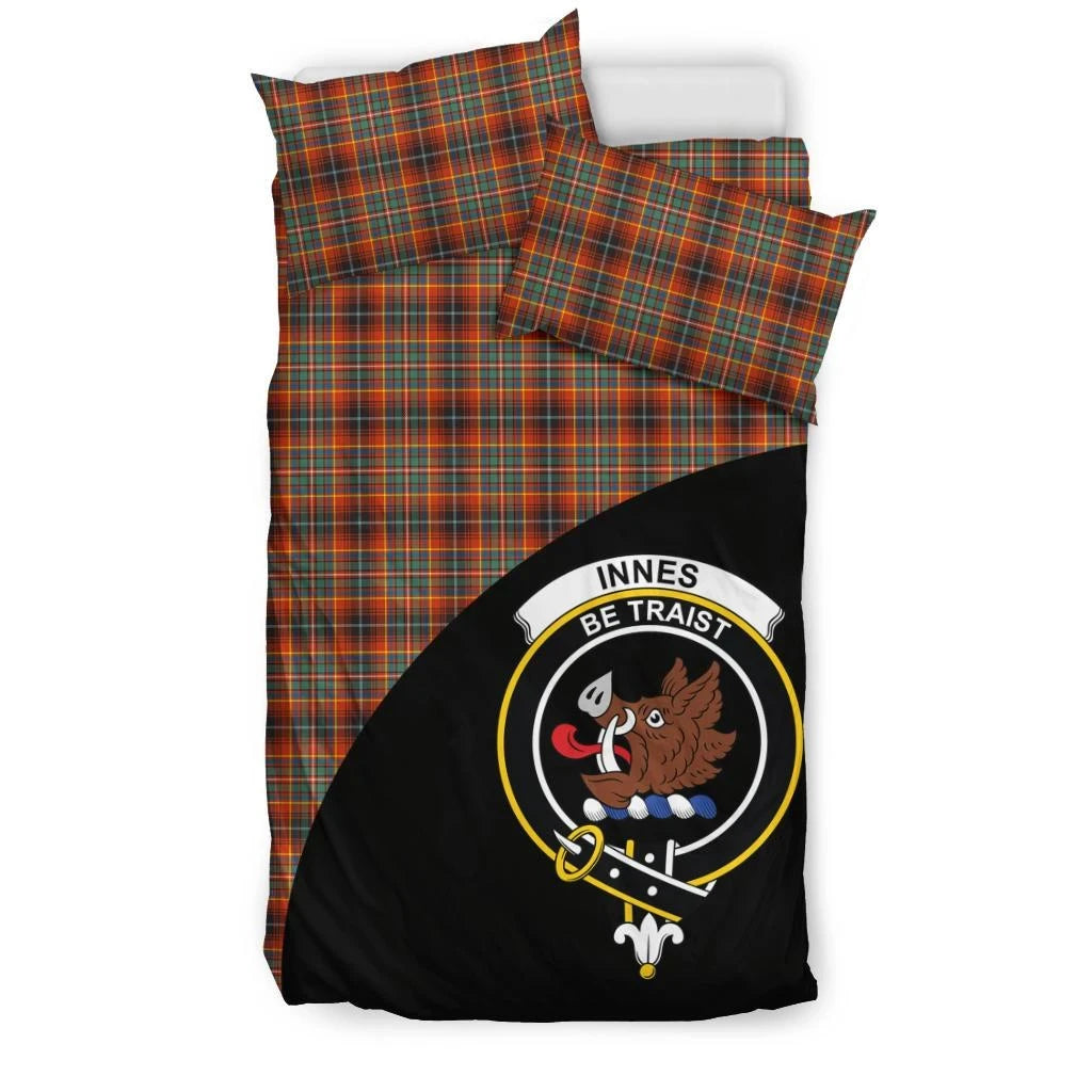 Innes Ancient Clan Bedding Set, Scottish Tartan Innes Ancient Clans Bedding Set Wave Style