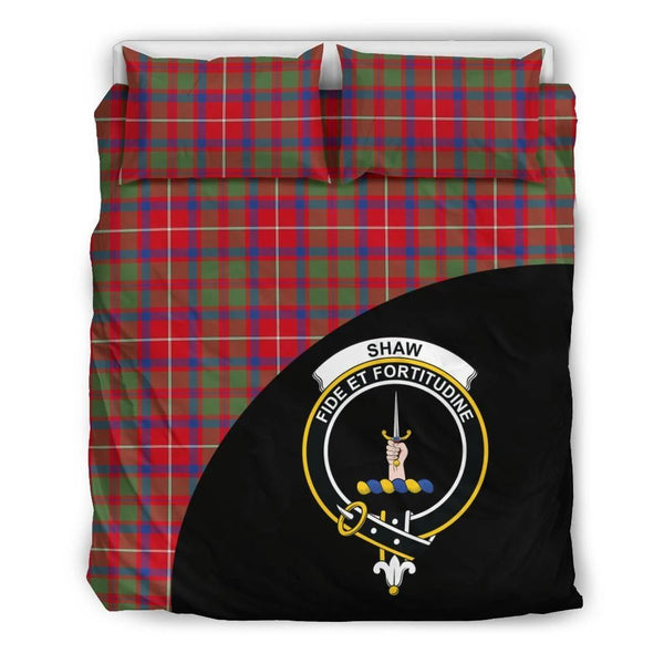 Shaw Red Modern Clan Bedding Set, Scottish Tartan Shaw Red Modern Clans Bedding Set Wave Style