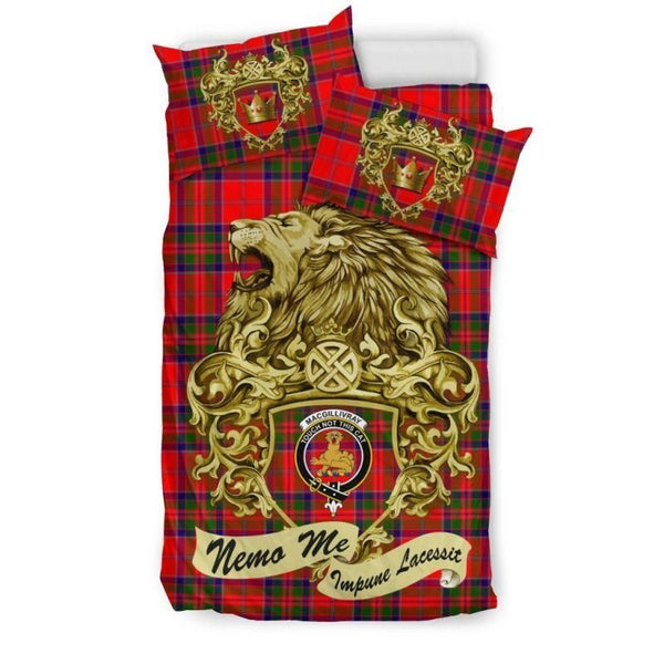 Macgillivray Modern Clan Bedding Set, Scottish Tartan Macgillivray Modern Clans Bedding Set Lion Style