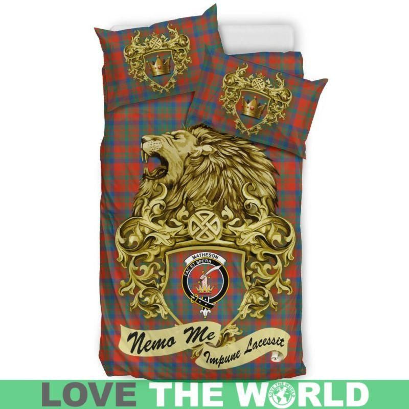 Matheson Ancient Clan Bedding Set, Scottish Tartan Matheson Ancient Clans Bedding Set Lion Style
