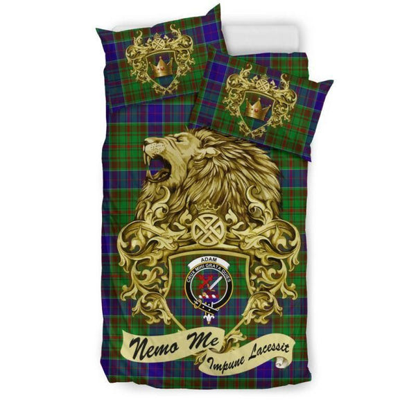 Adam Clan Bedding Set, Scottish Tartan Adam Clans Bedding Set Lion Style