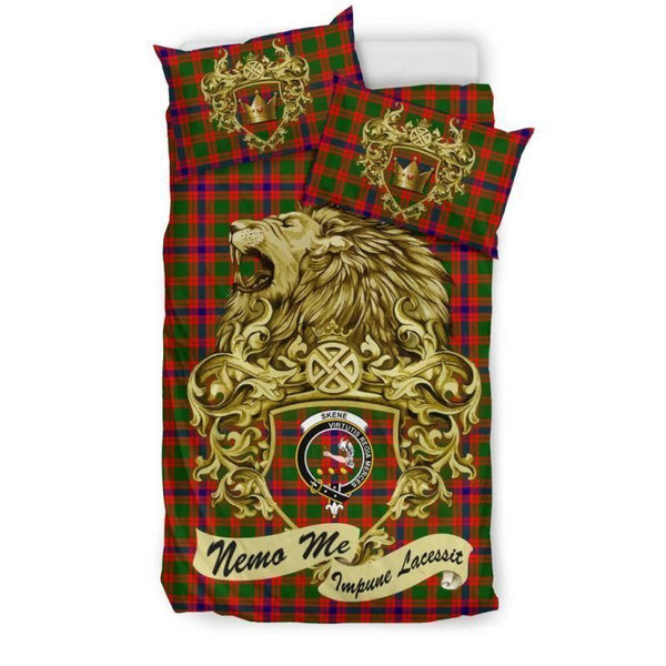 Skene Modern Clan Bedding Set, Scottish Tartan Skene Modern Clans Bedding Set Lion Style