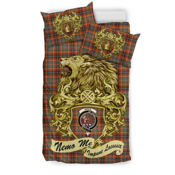 Innes Ancient Clan Bedding Set, Scottish Tartan Innes Ancient Clans Bedding Set Lion Style