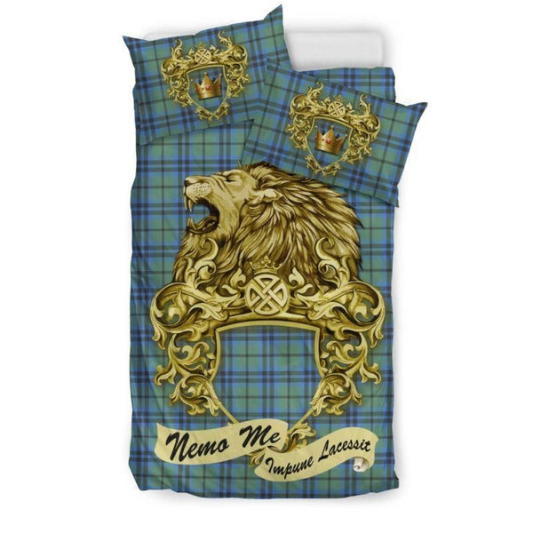 Marshall Clan Bedding Set, Scottish Tartan Marshall Clans Bedding Set Lion Style