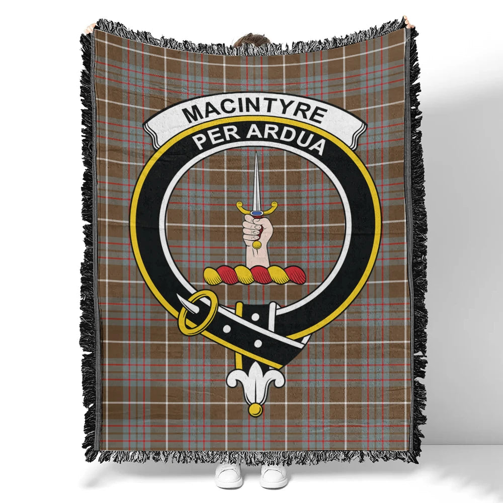 Scottish Tartan MacIntyre Hunting Weathered Clan Woven Blanket Crest Style