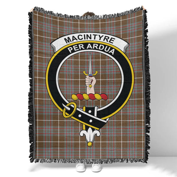 Scottish Tartan MacIntyre Hunting Weathered Clan Woven Blanket Crest Style