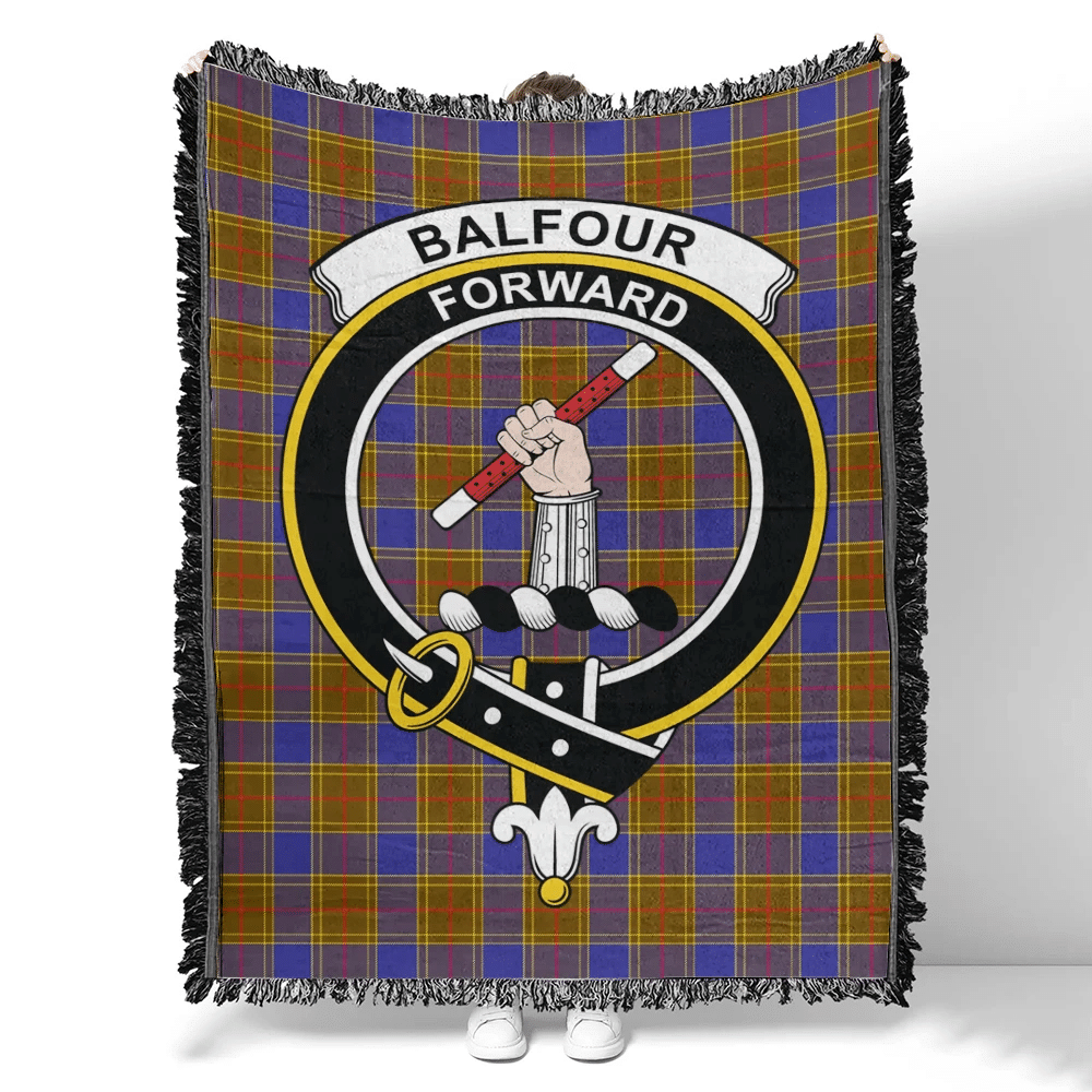 Scottish Tartan Balfour Modern Clan Woven Blanket Crest Style