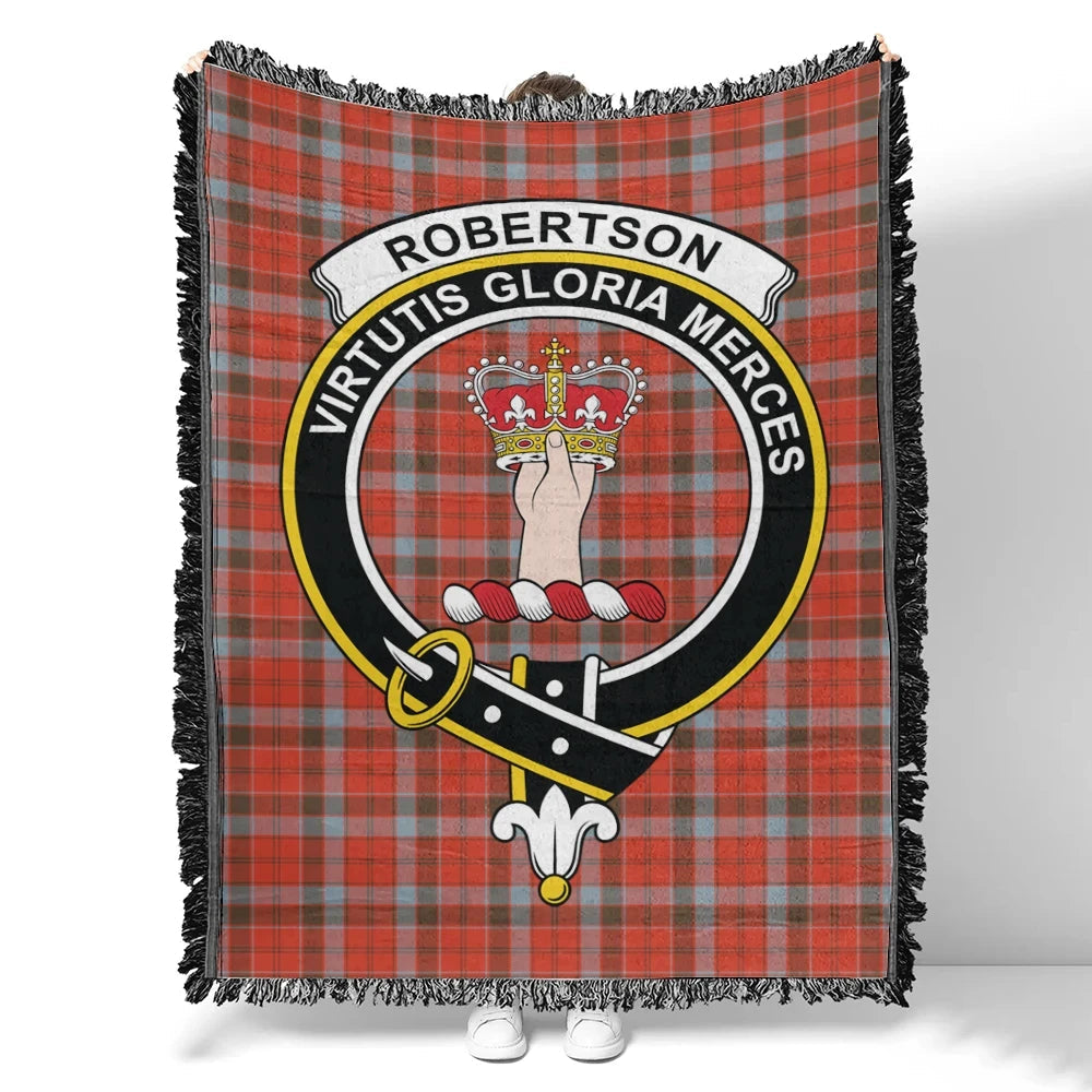 Scottish Tartan Robertson Weathered Clan Woven Blanket Crest Style