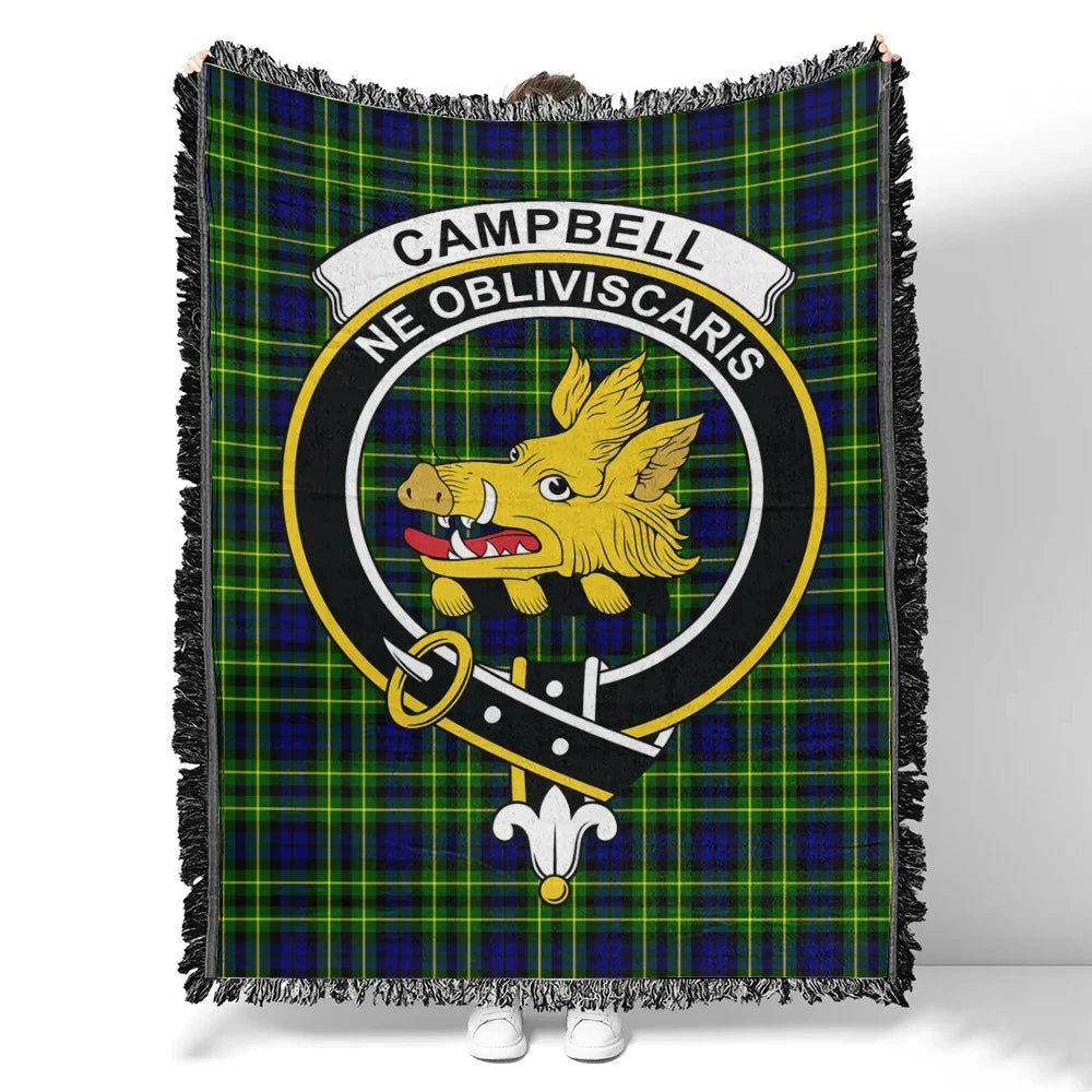 Scottish Tartan Campbell of Breadalbane Modern Clan Woven Blanket Crest Style