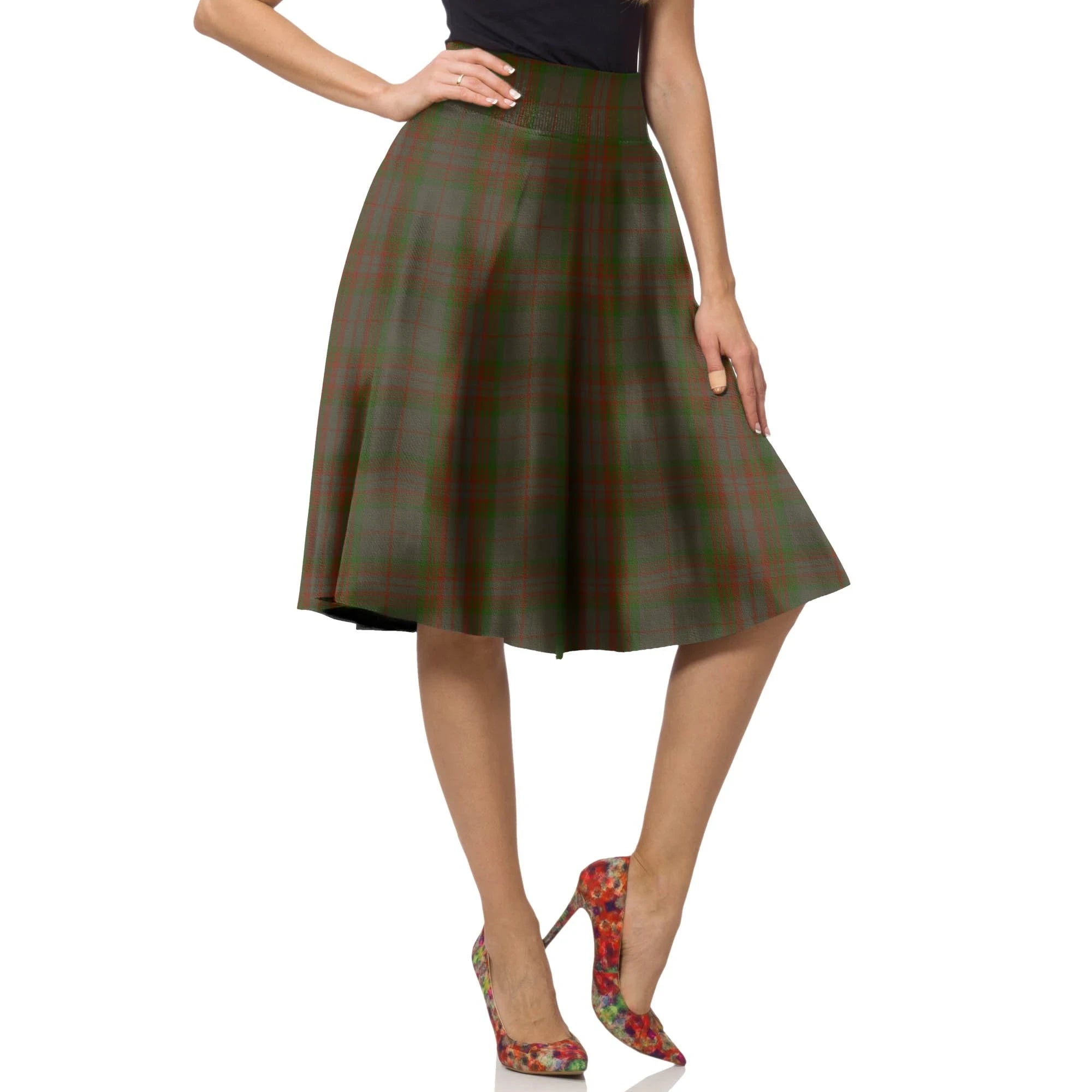 Gray Hunting Tartan Plaid Ladies Skirt