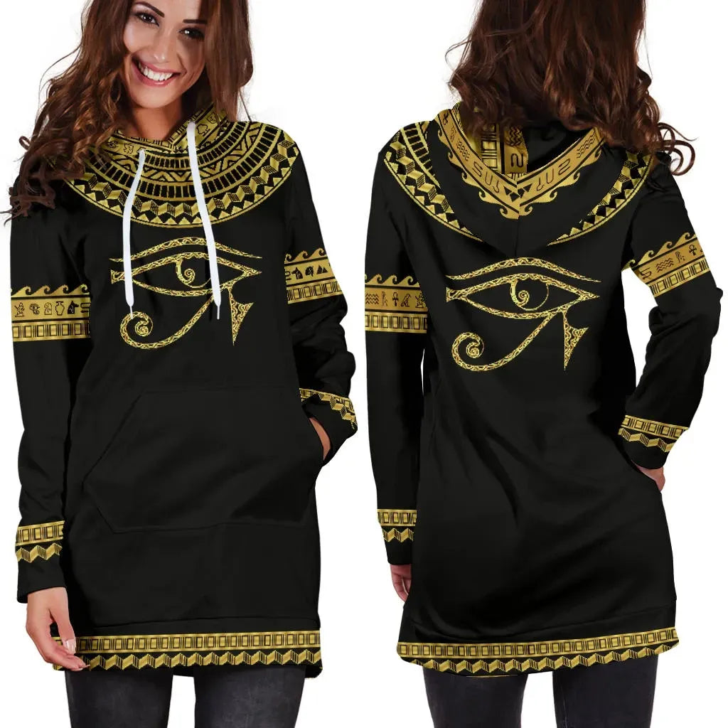 African Hoodie Dress - Africa Horus Egypt Hoodie Dress 