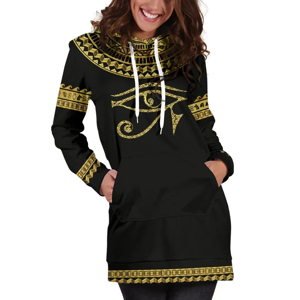 African Hoodie Dress - Africa Horus Egypt Hoodie Dress 