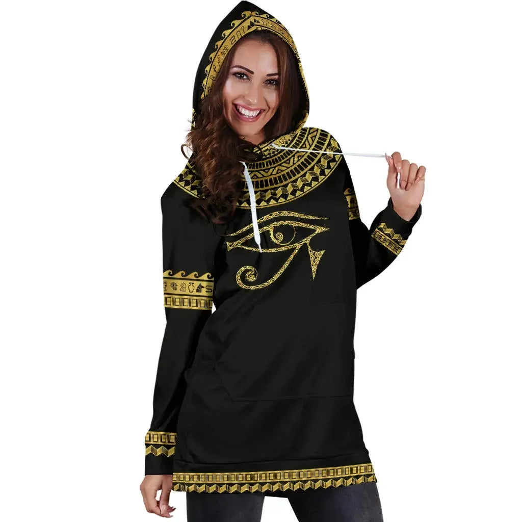 African Hoodie Dress - Africa Horus Egypt Hoodie Dress 