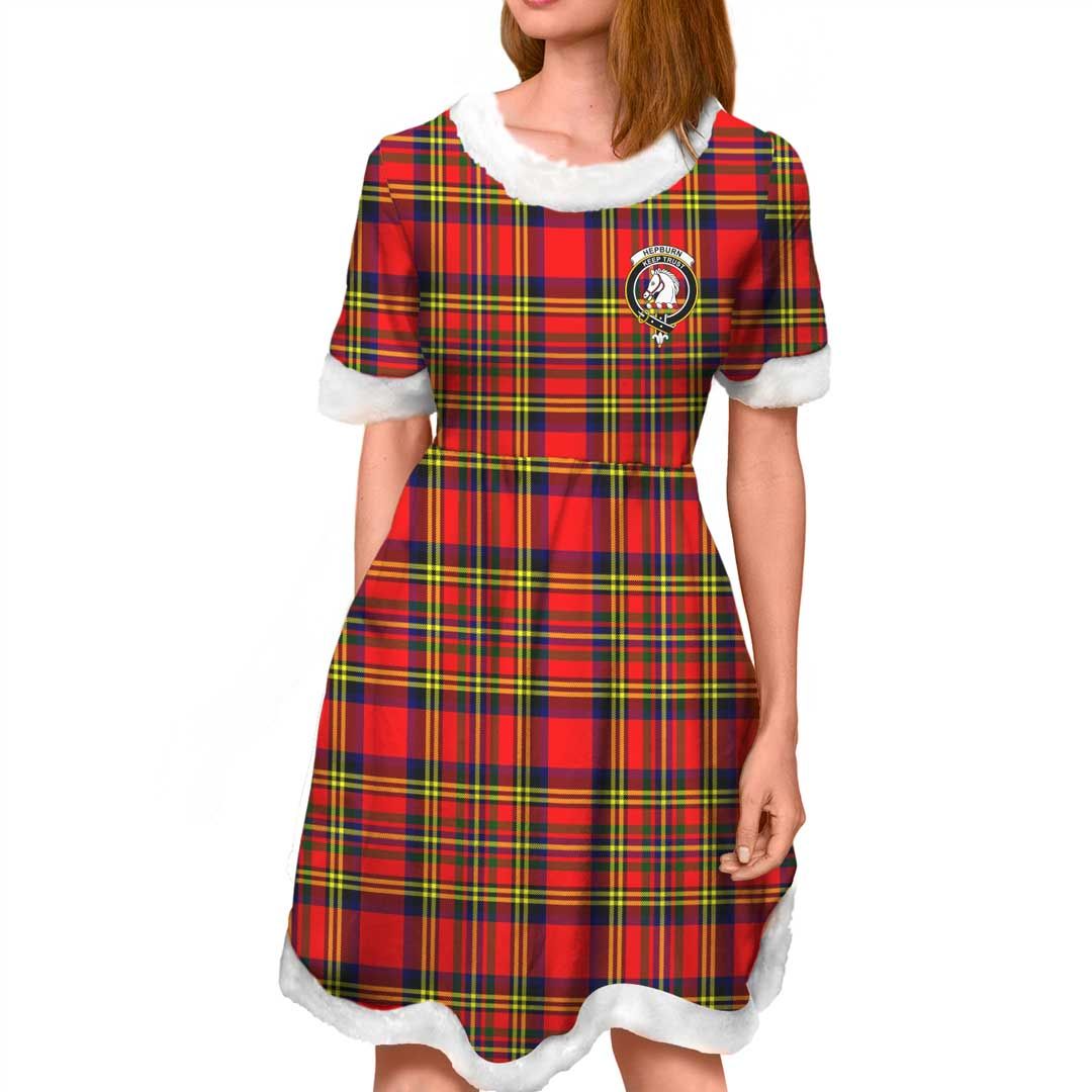 Hepburn Clan Tartan Crest Christmas Dress