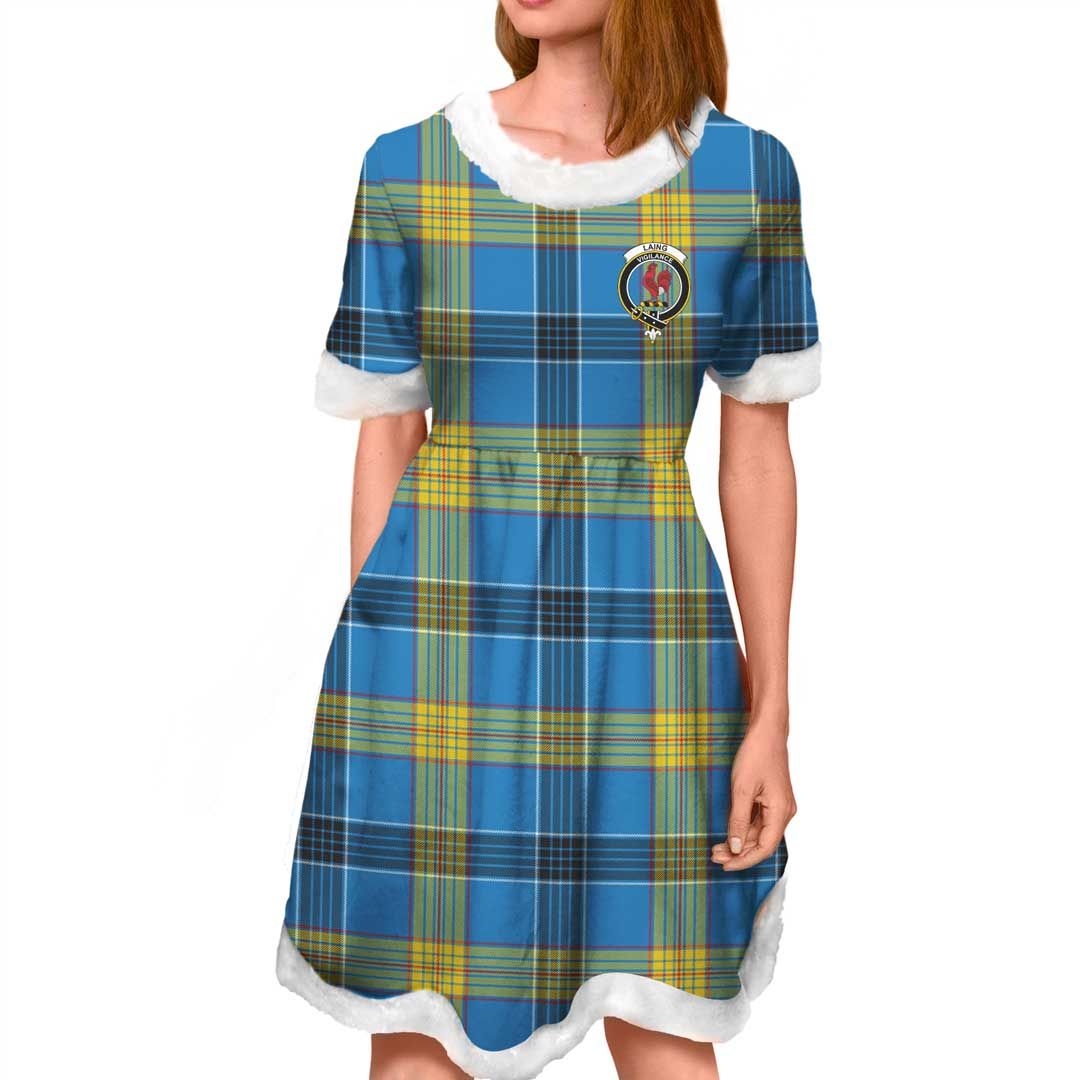 Laing Clan Tartan Crest Christmas Dress