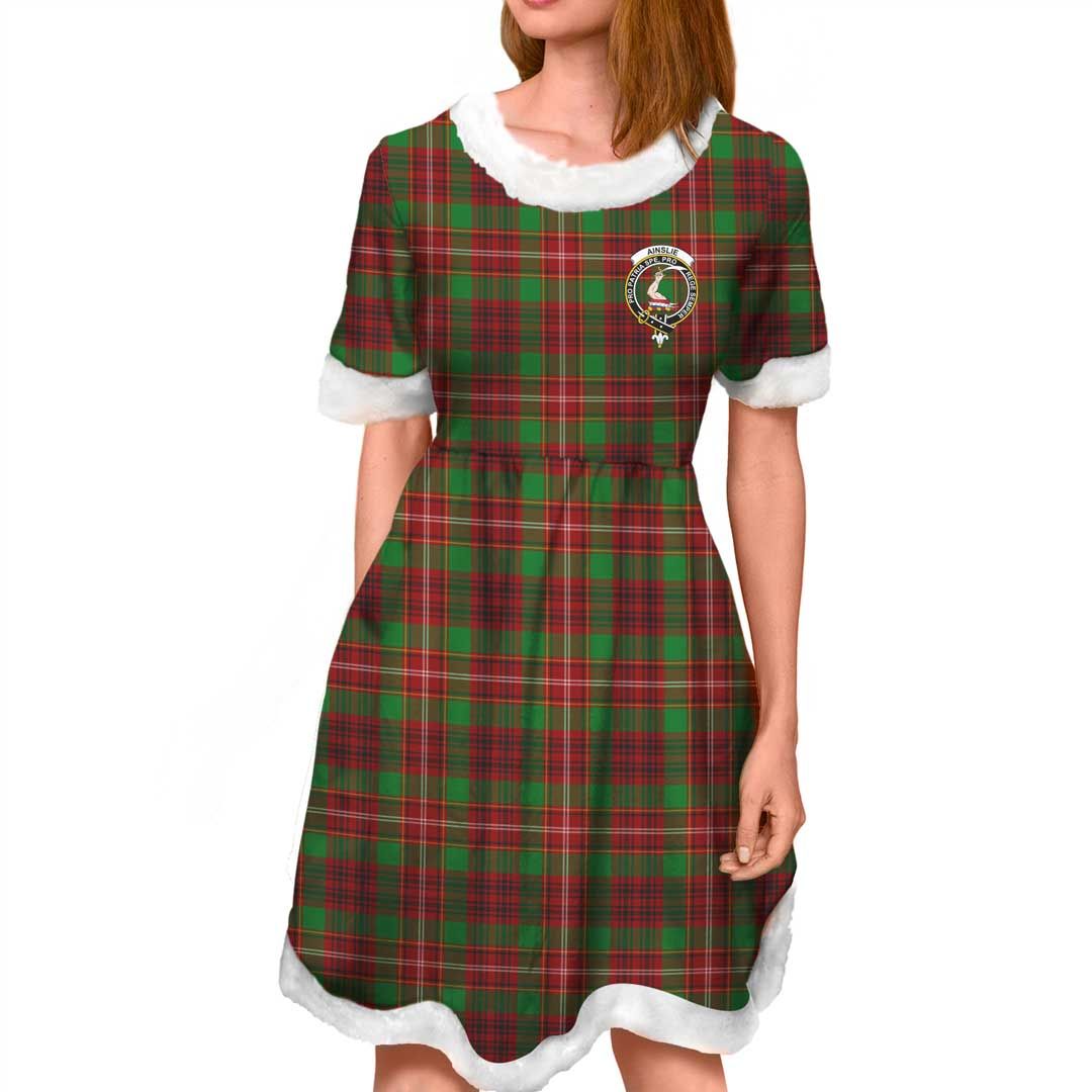 Ainslie Clan Tartan Crest Christmas Dress