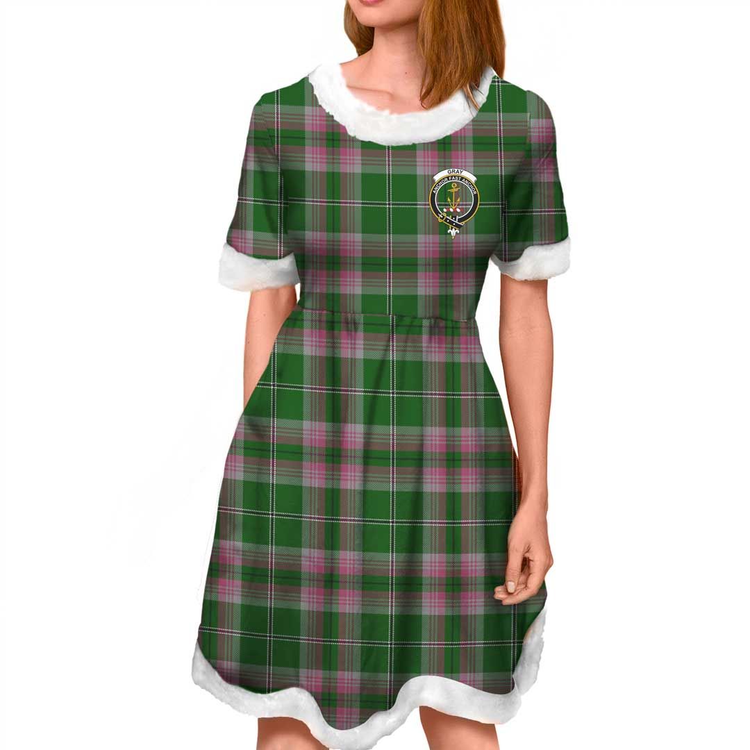 Gray Clan Tartan Crest Christmas Dress