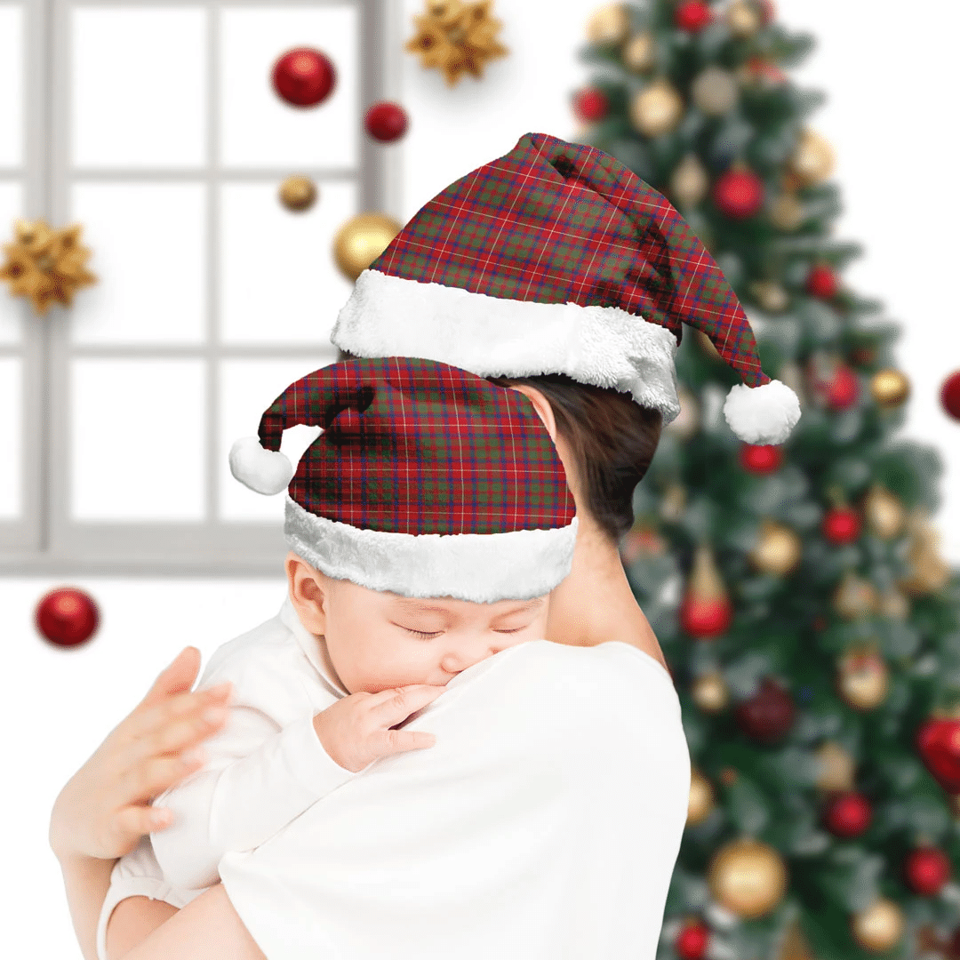 Christmas Hat - Shaw Red Modern Tartan Christmas Hat