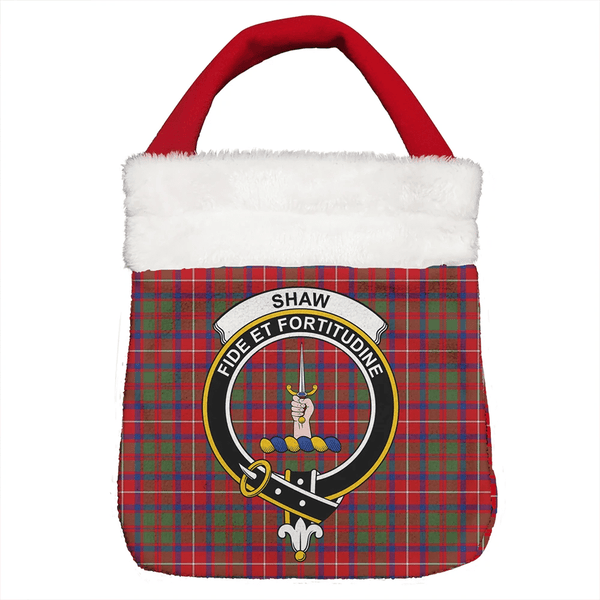 Shaw Red Modern Tartan Classic Crest Christmas Gift Bag