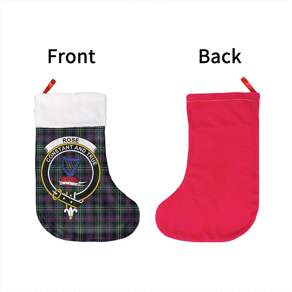 Rose Hunting Modern Tartan Classic Crest Christmas Sock