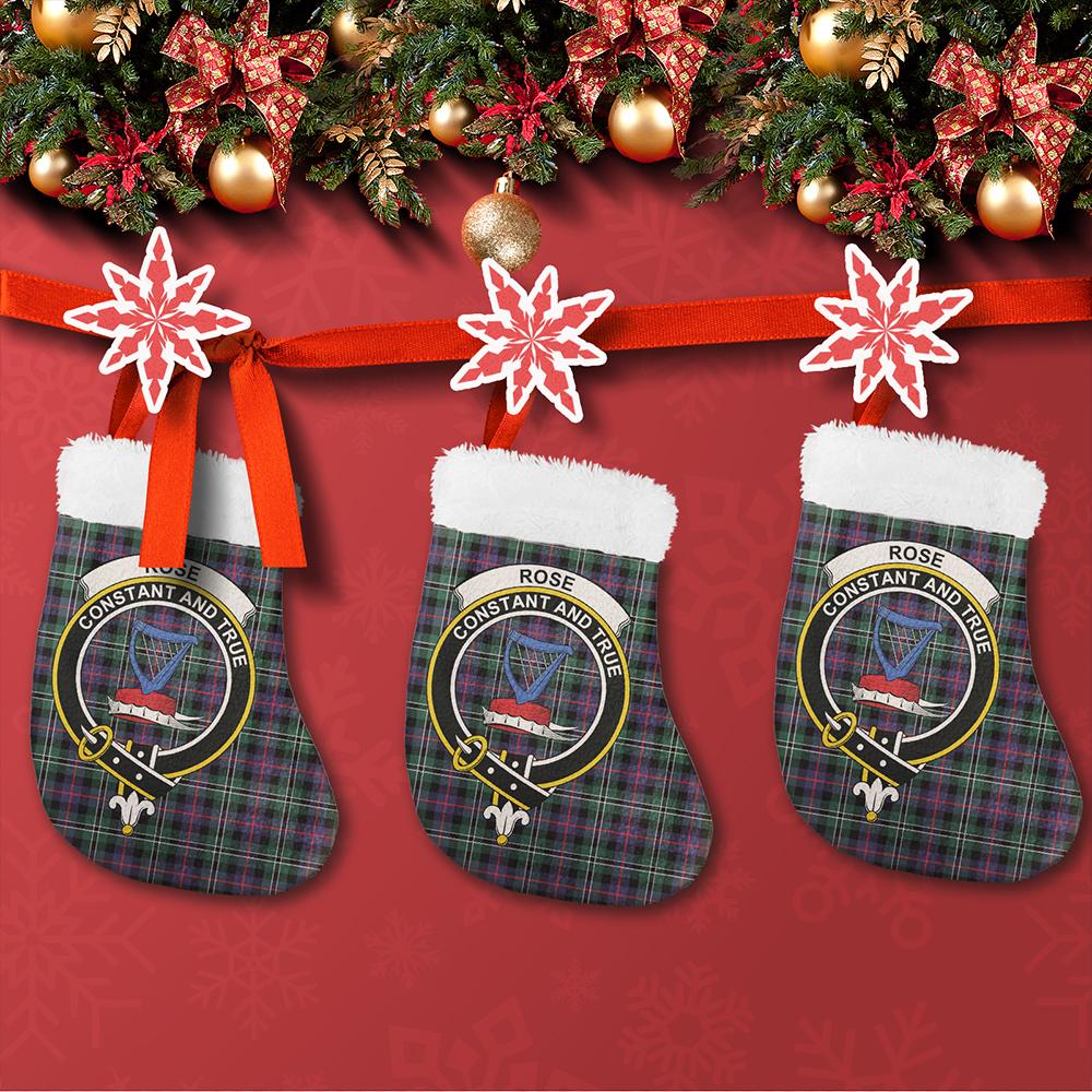 Rose Hunting Modern Tartan Classic Crest Christmas Sock