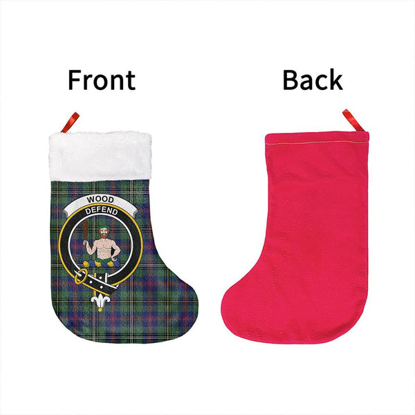 Wood Modern Tartan Classic Crest Christmas Sock