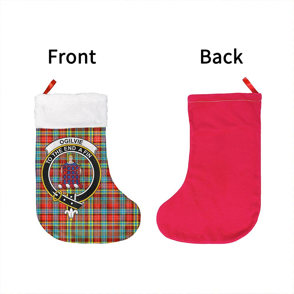 Ogilvie Hunting Ancient Tartan Classic Crest Christmas Sock