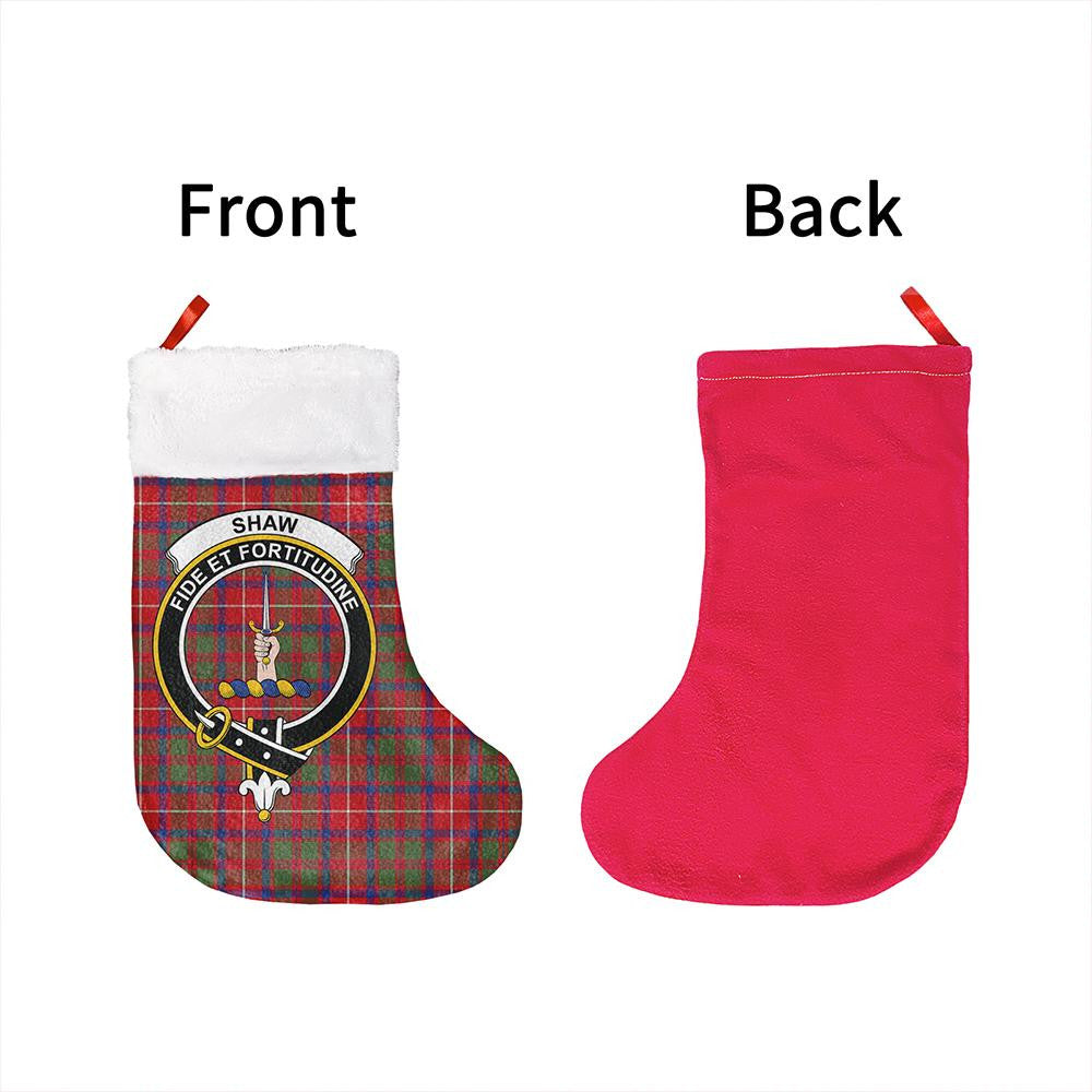 Shaw Red Modern Tartan Classic Crest Christmas Sock