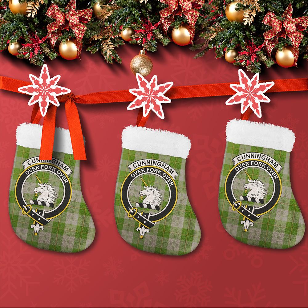 Cunningham Dress Green Dancers Tartan Classic Crest Christmas Sock