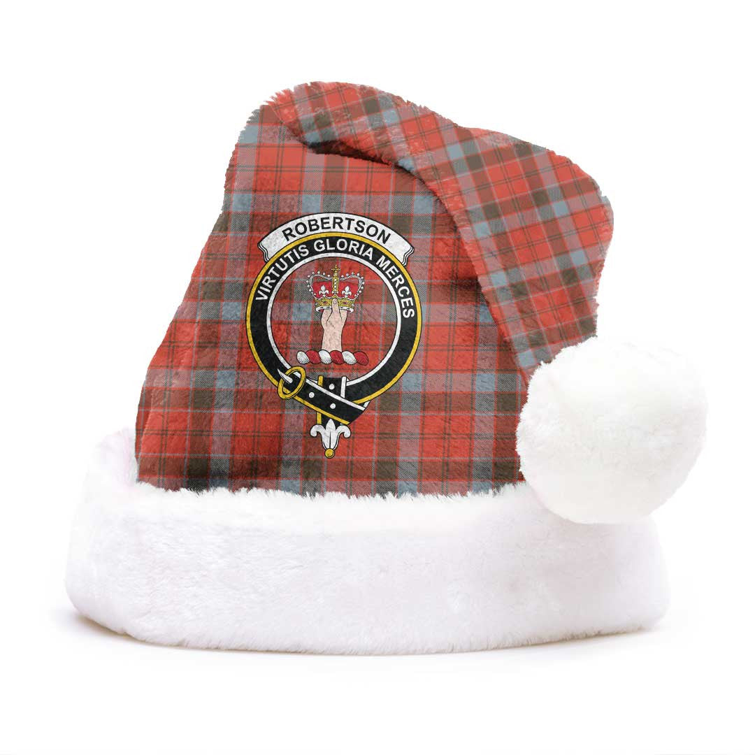 Robertson Weathered Clan Christmas Hat, Scottish Tartan Robertson Weathered Clan Christmas Hat Crest Style