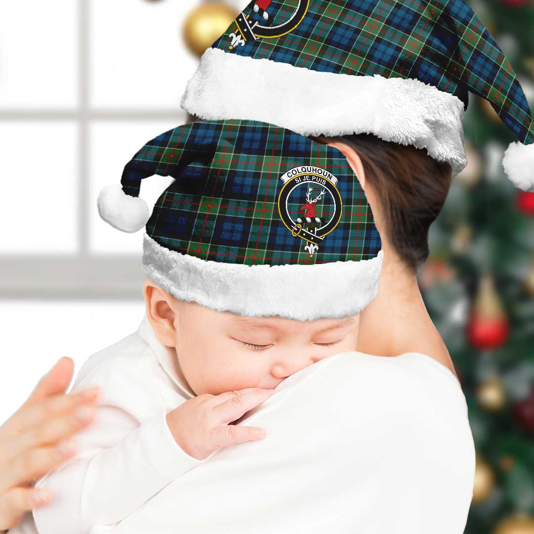 Colquhoun Ancient Clan Christmas Hat, Scottish Tartan Colquhoun Ancient Clan Christmas Hat Crest Style