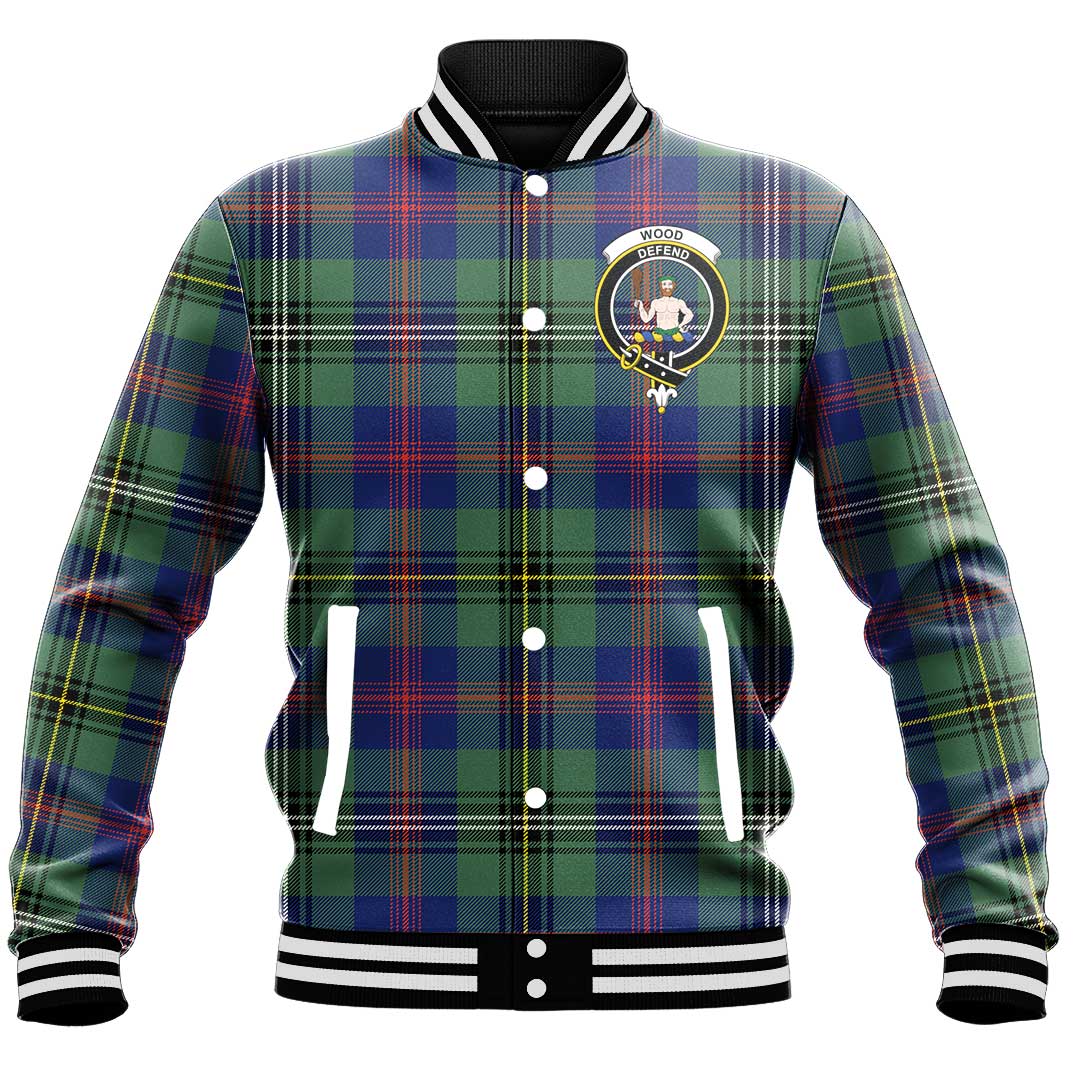 Wood Modern Tartan Crest Baseball Jacket