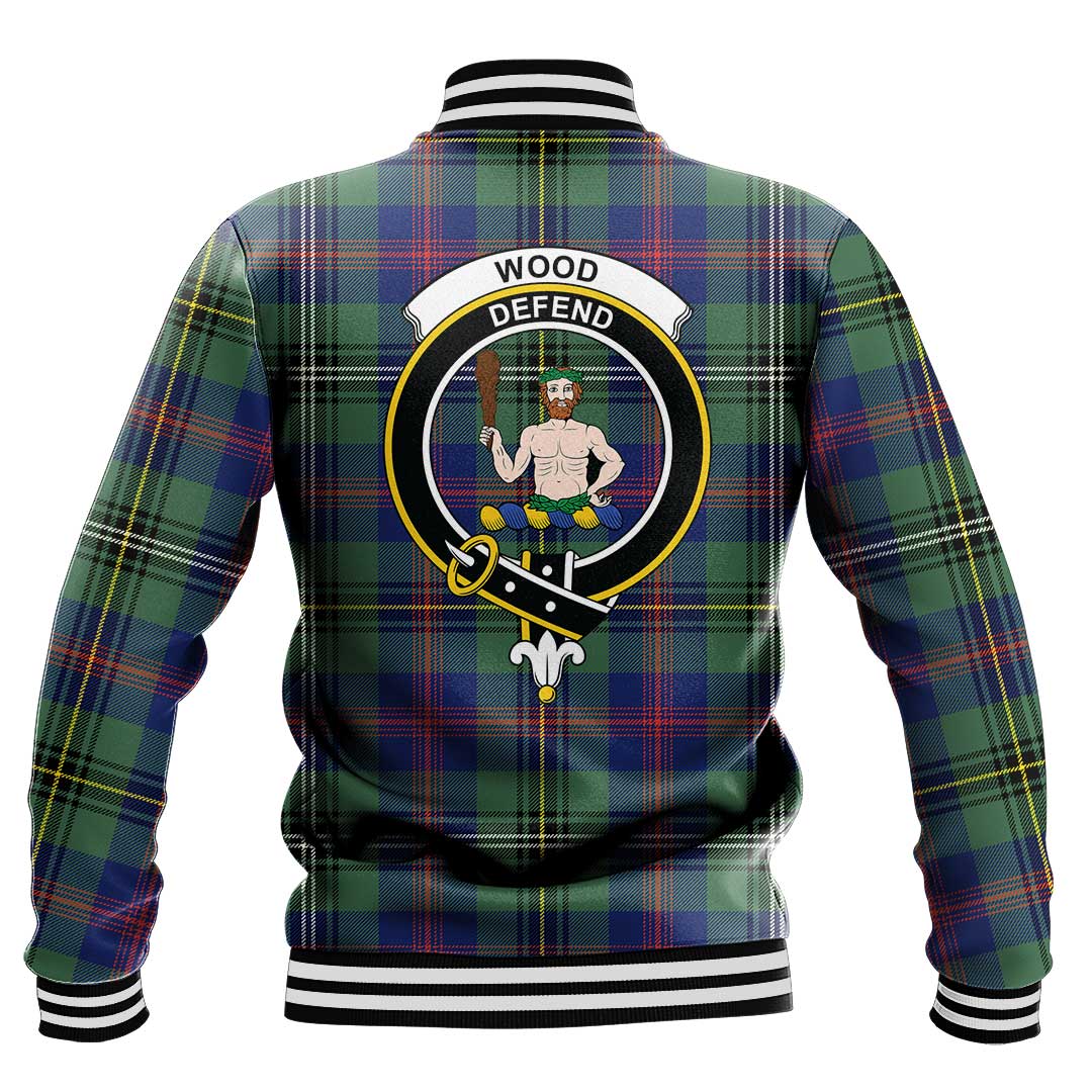 Wood Modern Tartan Crest Baseball Jacket