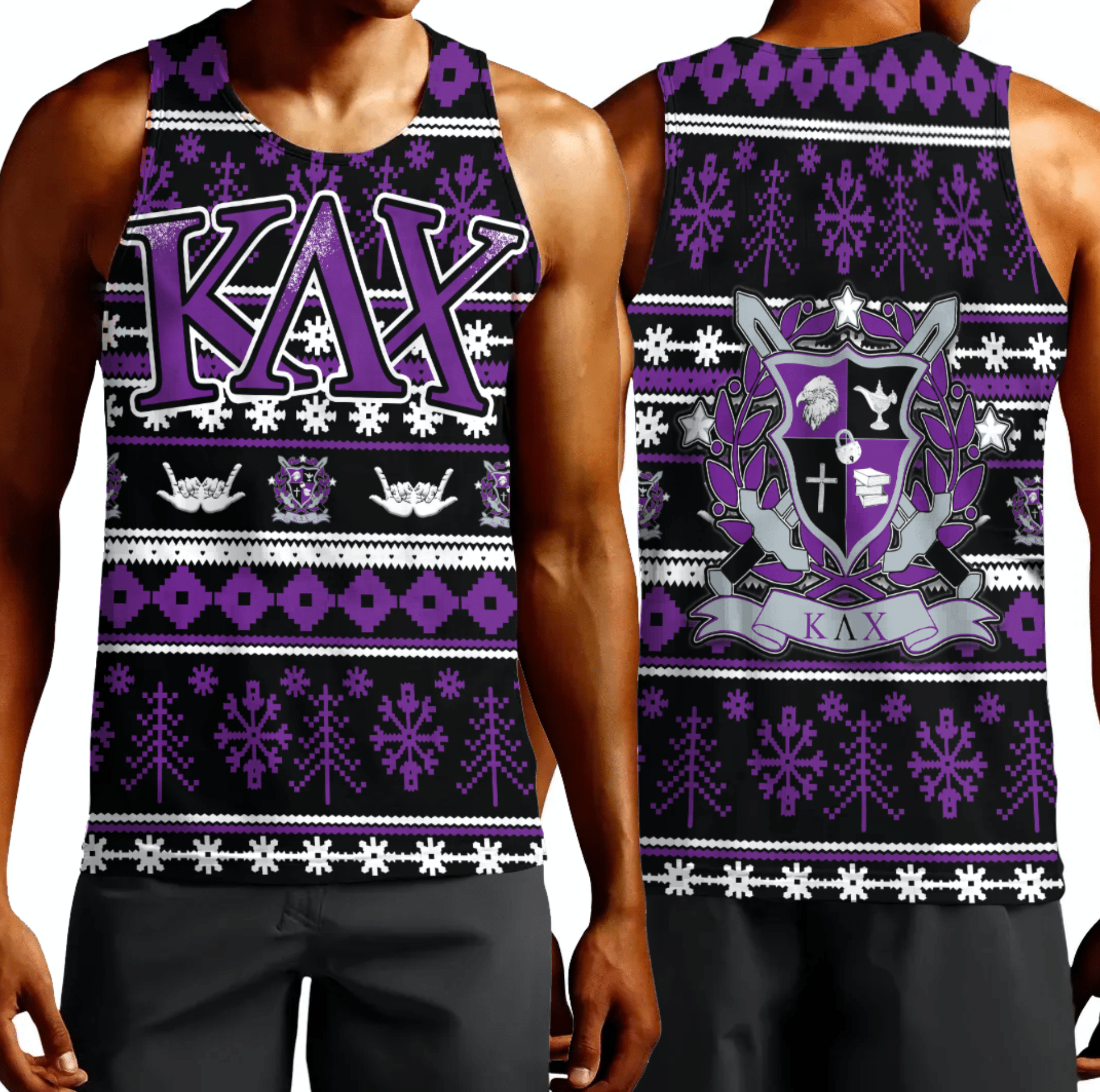 Tank Top - Kappa Lambda Chi Letter Christmas Tank Top