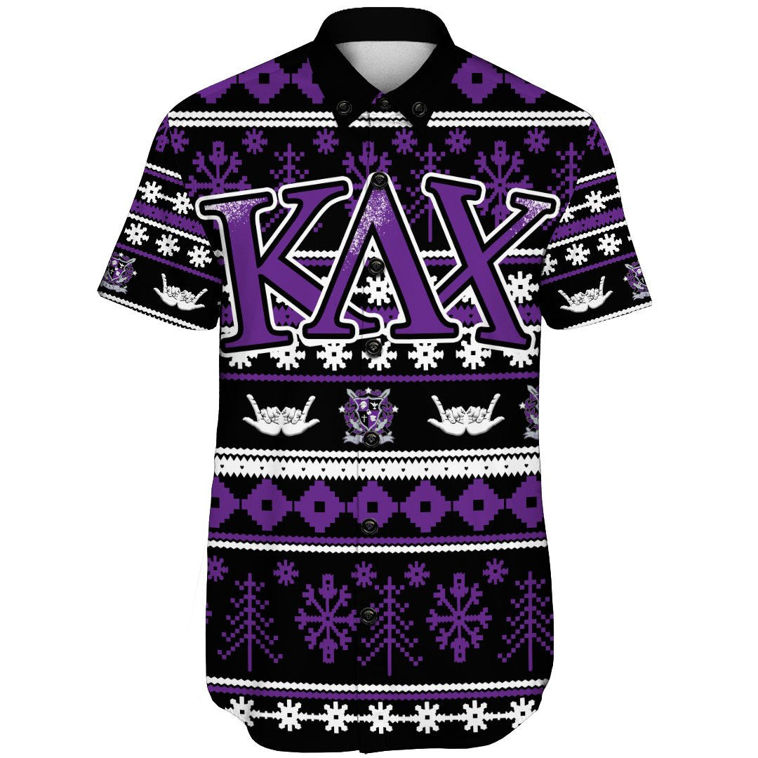 Africa Zone Short - Kappa Lambda Chi Letter Christmas Short Sleeve Shirt A31