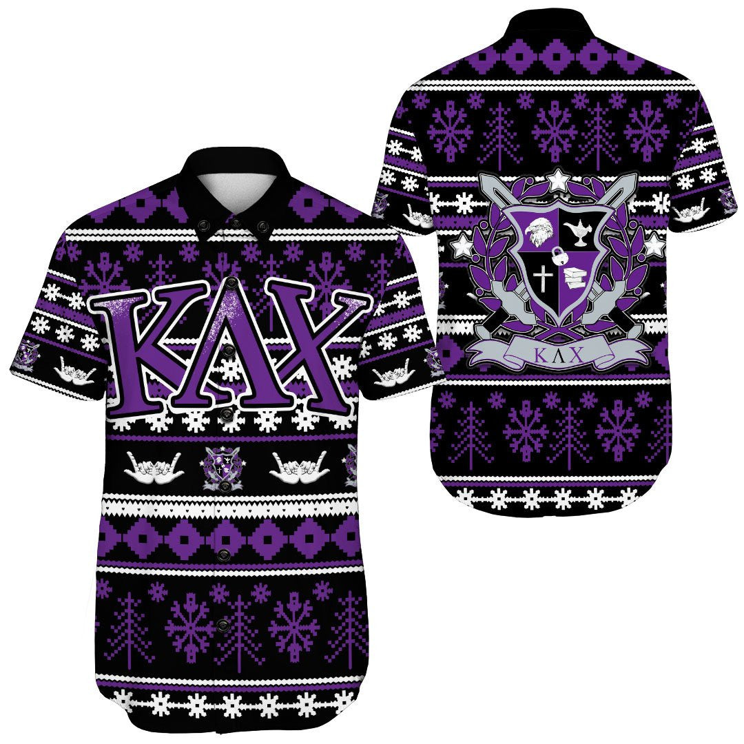 Africa Zone Short - Kappa Lambda Chi Letter Christmas Short Sleeve Shirt A31