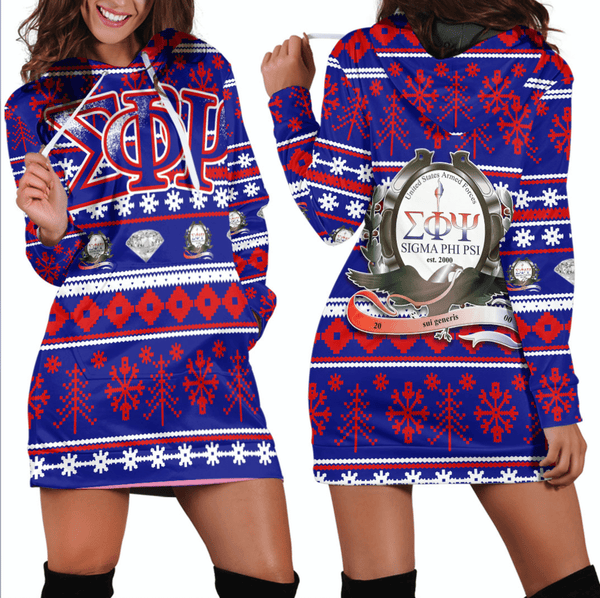 Dress - Sigma Phi Psi Letter Christmas Hoodie Dress A31