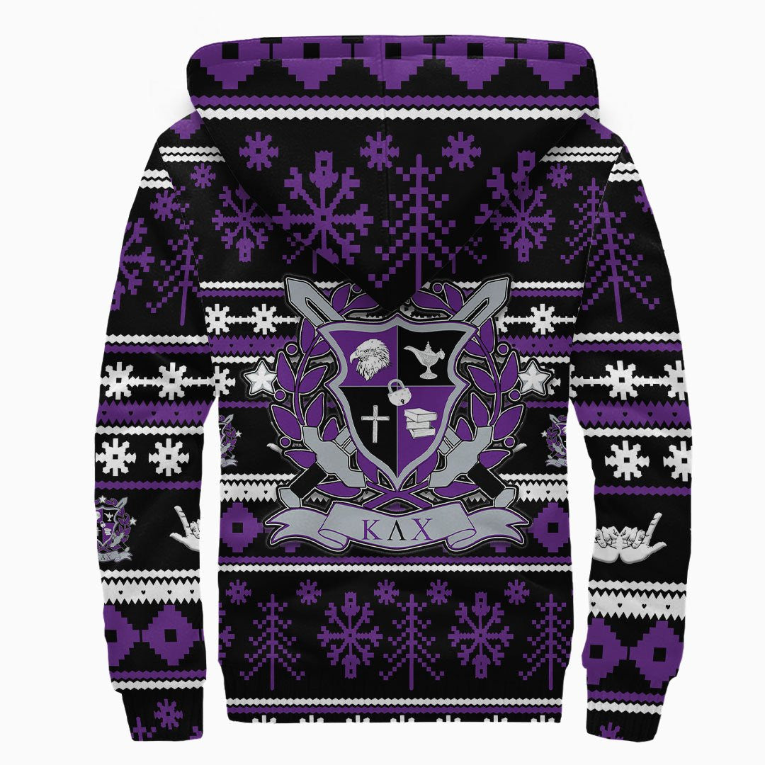 Hoodie - Kappa Lambda Chi Letter Christmas Sherpa Hoodies