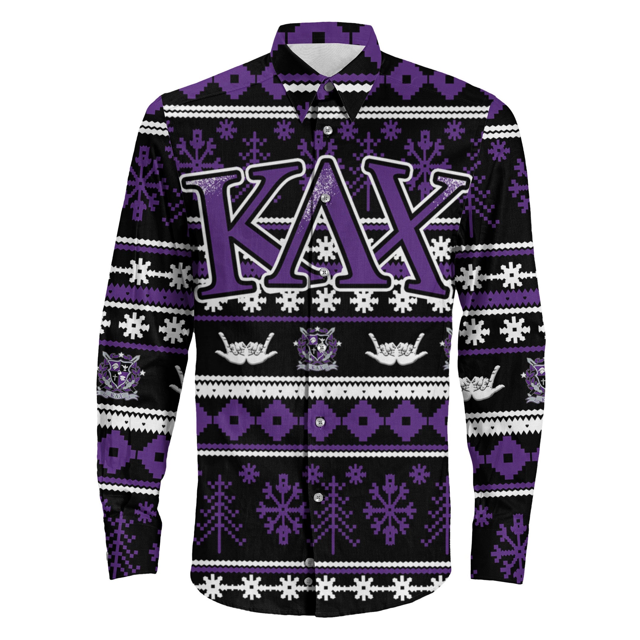 Shirt - Kappa Lambda Chi Letter Christmas Long Sleeve Button Shirt