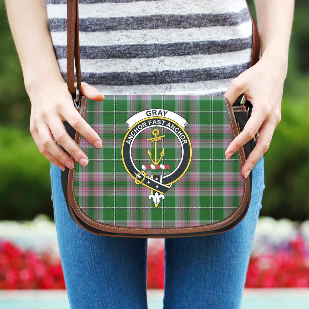 Gray Tartan Crest Saddle Bag