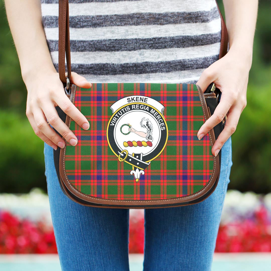 Skene Modern Tartan Crest Saddle Bag