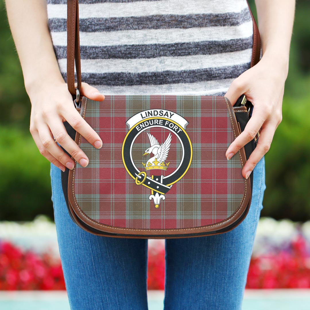 Lindsay Weathered Tartan Crest Saddle Bag