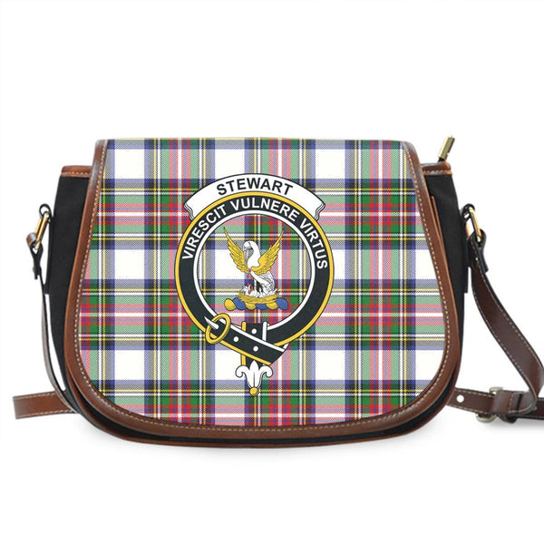 Stewart Dress Modern Tartan Crest Saddle Bag