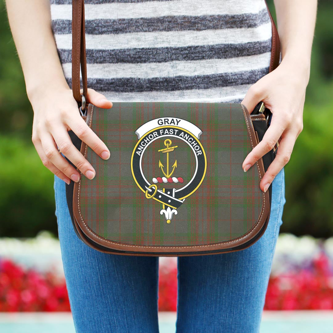 Gray Hunting Tartan Crest Saddle Bag