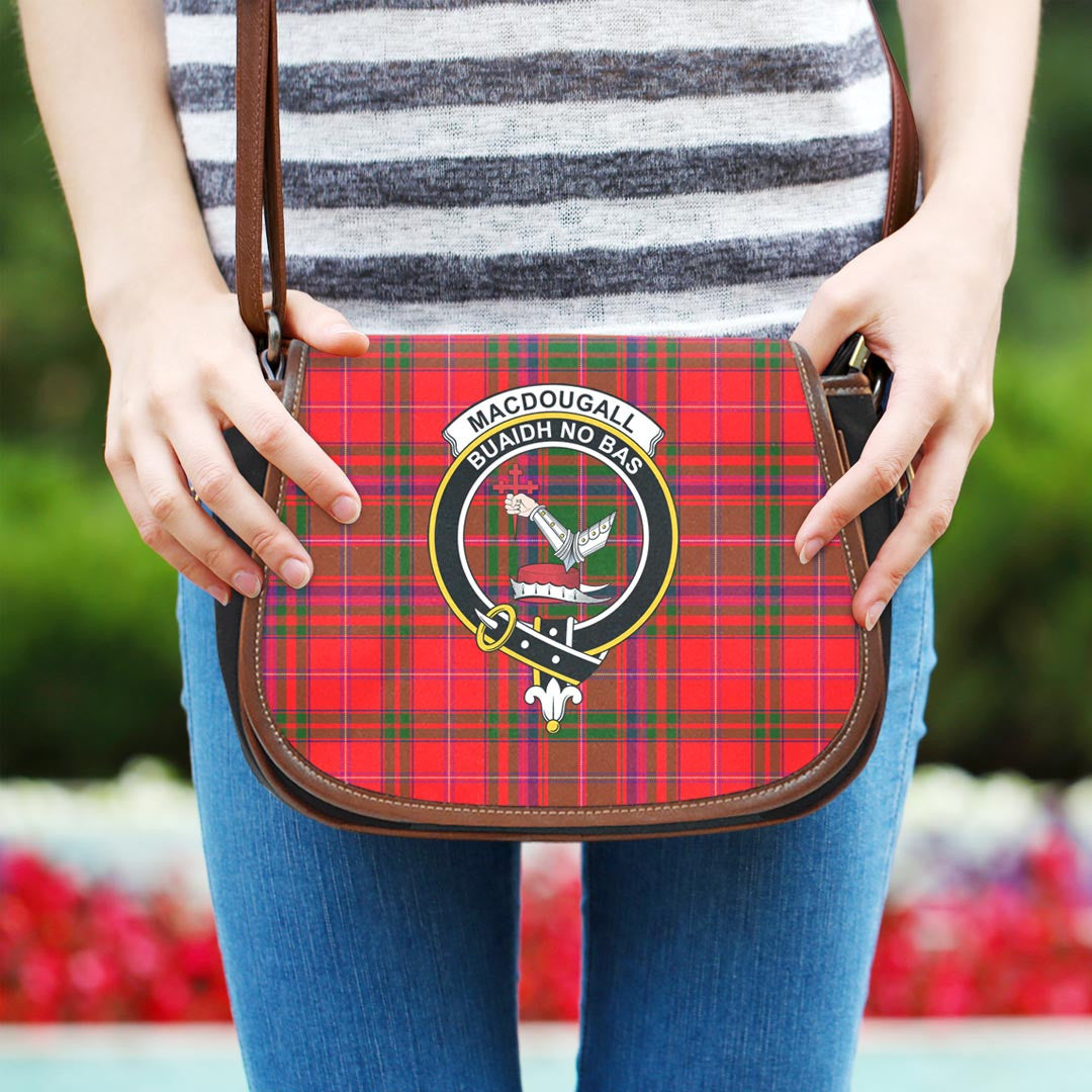 MacDougall Modern Tartan Crest Saddle Bag