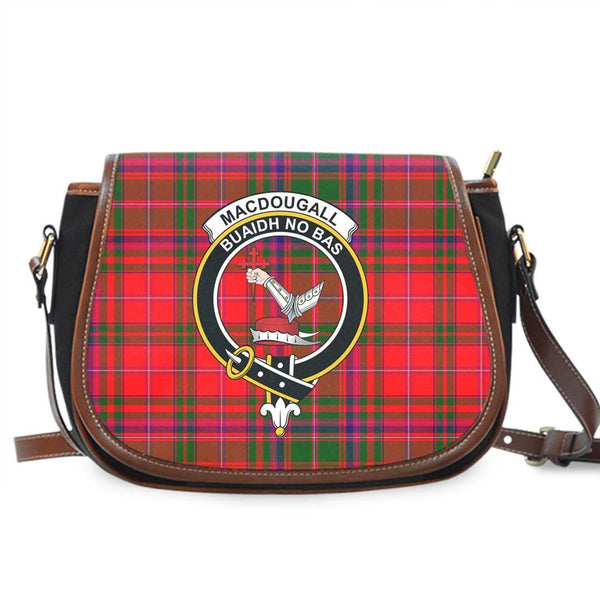 MacDougall Modern Tartan Crest Saddle Bag