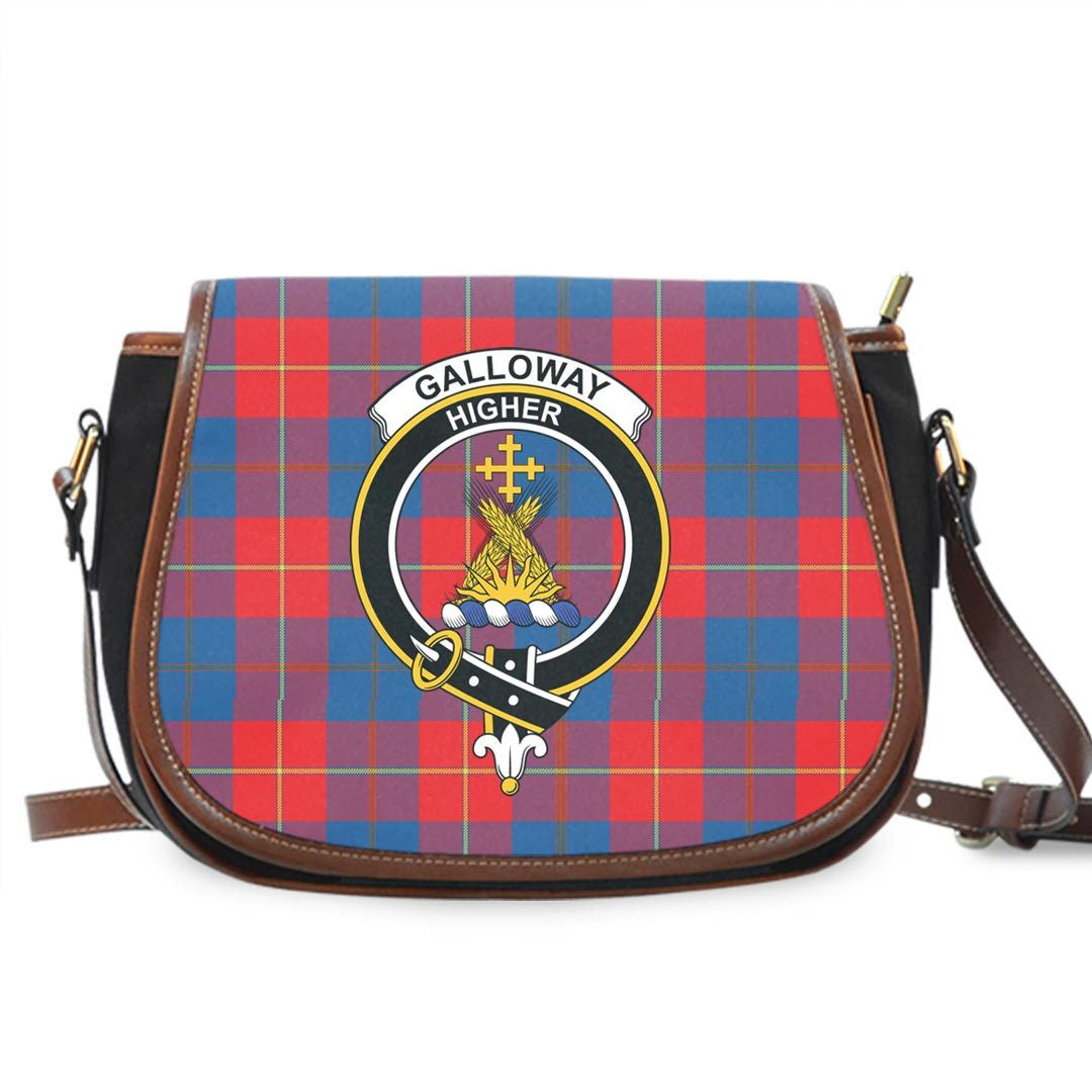 Galloway Red Tartan Crest Saddle Bag