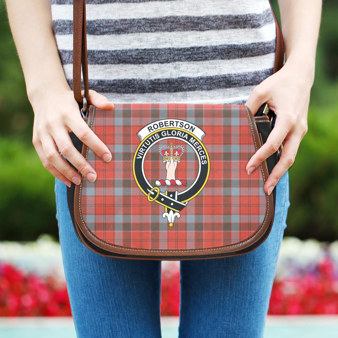 Robertson Weathered Tartan Crest Saddle Bag