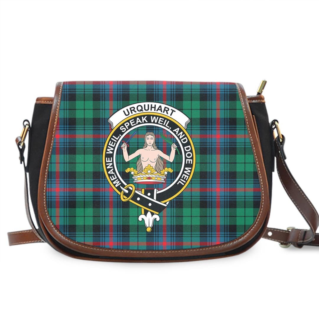 Urquhart Broad Red Ancient Tartan Crest Saddle Bag